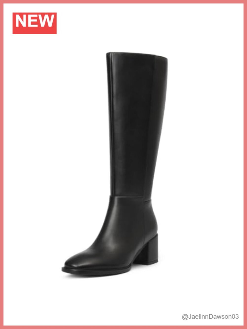 Women's Knee High Boots, 2.5" Block Heel, Round Toe, Side Zipper, Faux Leather